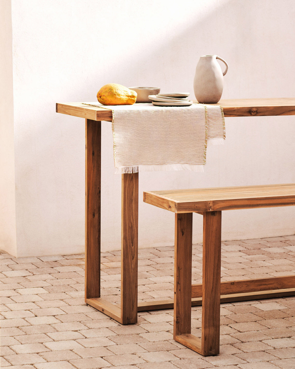 Canadell hoher Tisch 100% outdoor massives recyceltes Teakholz 140 x 70 cm - ZEN ZONE Furniture