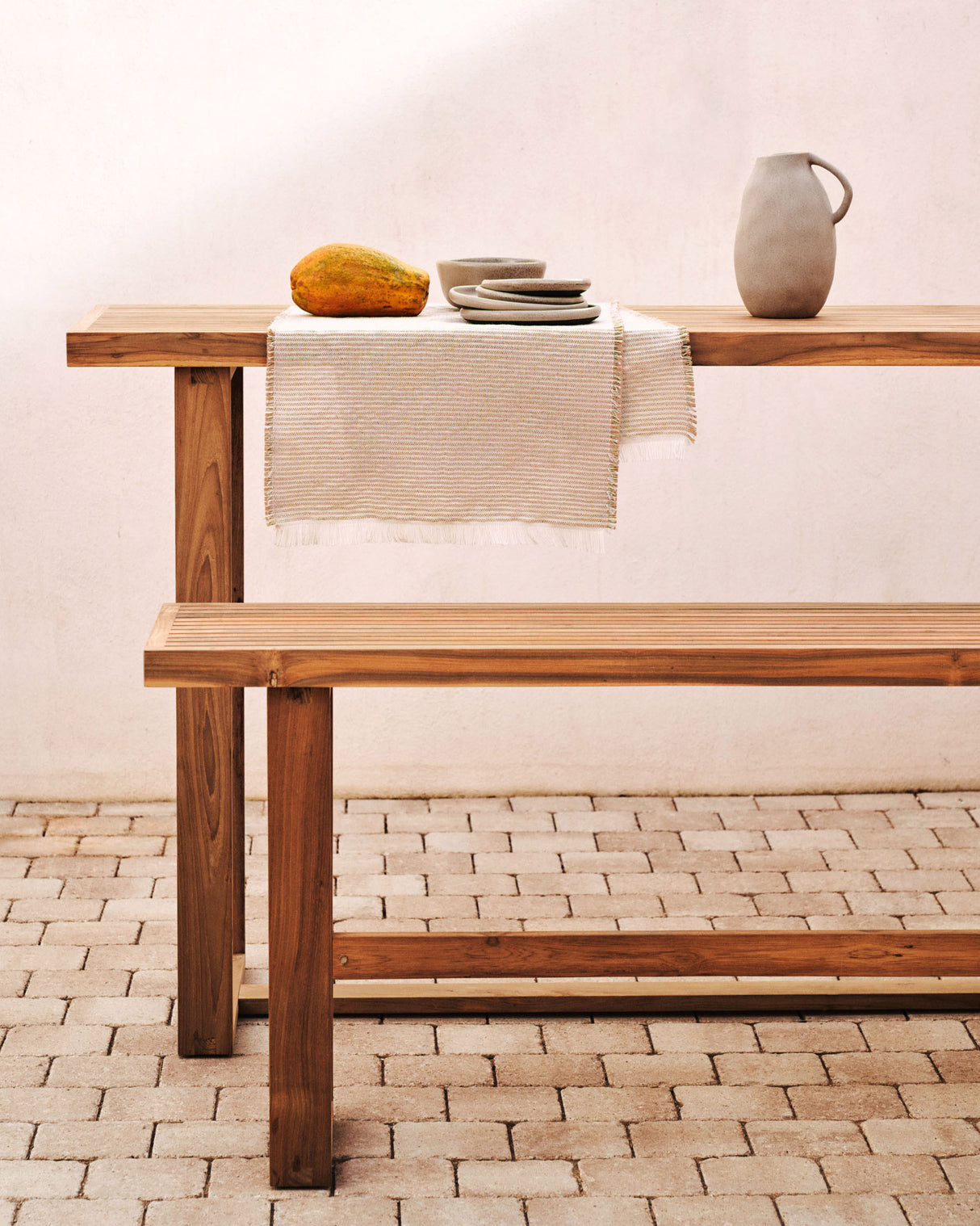 Canadell hohe Bank 100% outdoor aus massivem recyceltem Teakholz 130 cm - ZEN ZONE Furniture