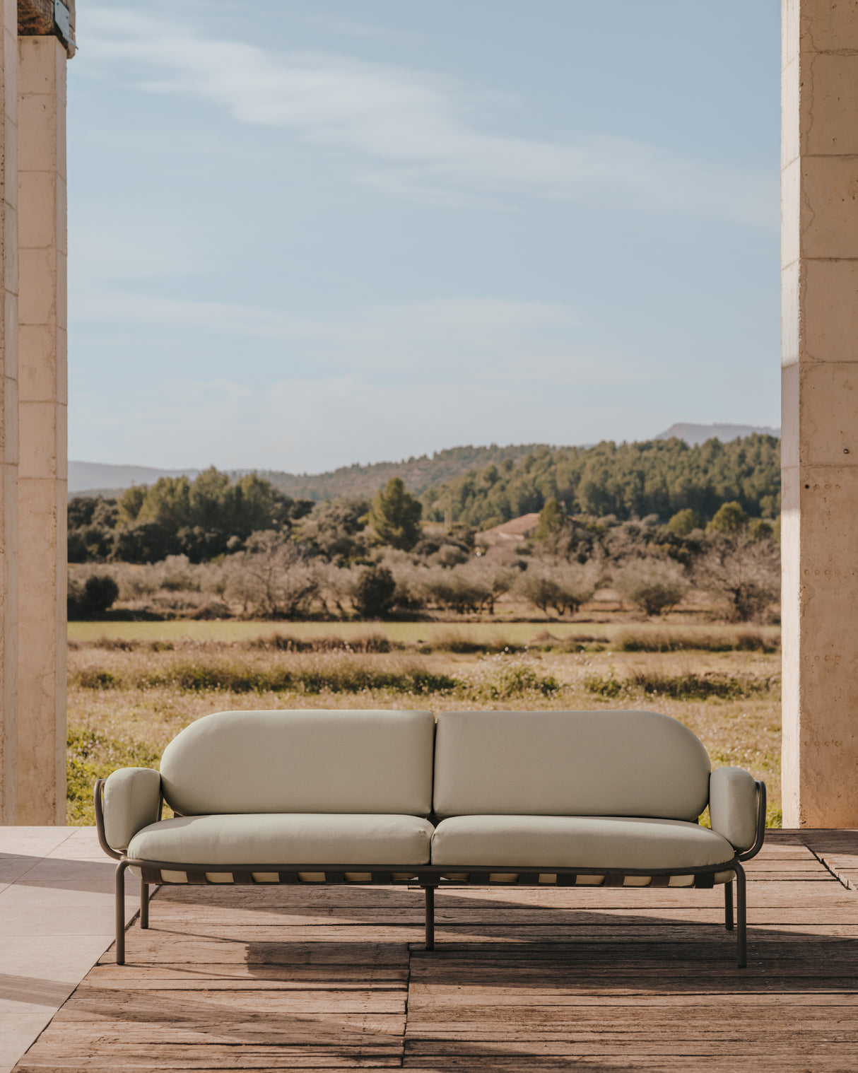 Joncols 3-Sitzer-Gartensofa aus Aluminium mit Finish in Grün 225 cm - ZEN ZONE Furniture