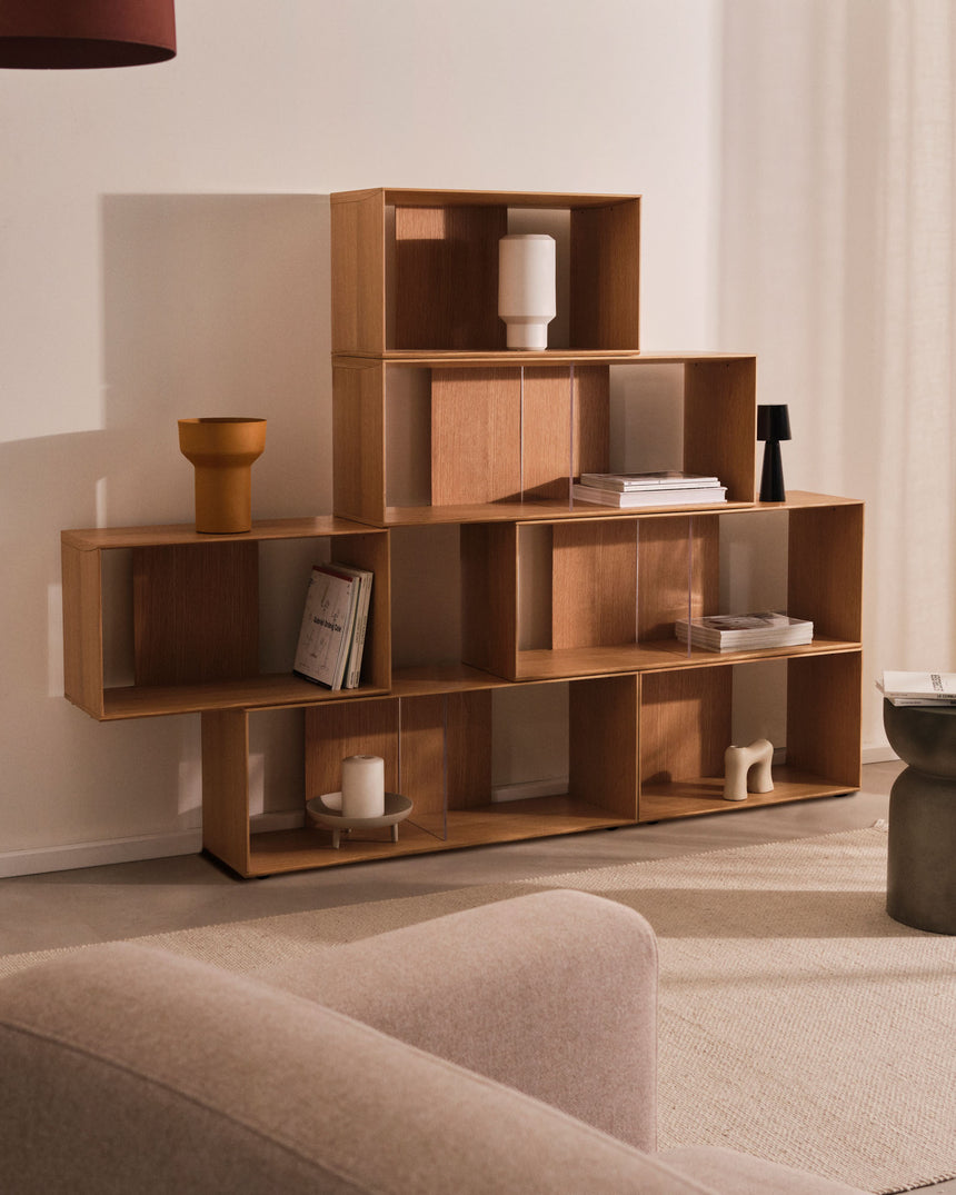 Litto Set aus 6 modularen Regalen aus Eichenfurnier 168 x 114 cm - ZEN ZONE Furniture