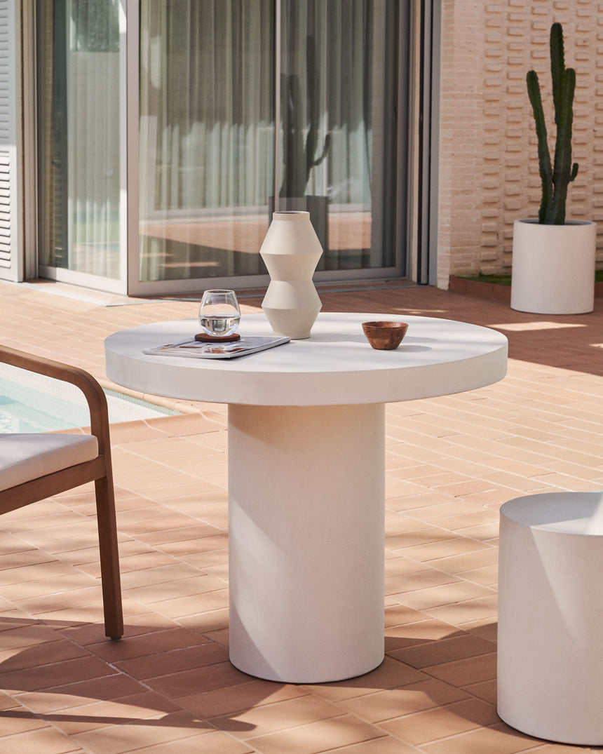 Aiguablava runder Tisch aus Zement in Weiß Ø 90 cm - ZEN ZONE Furniture