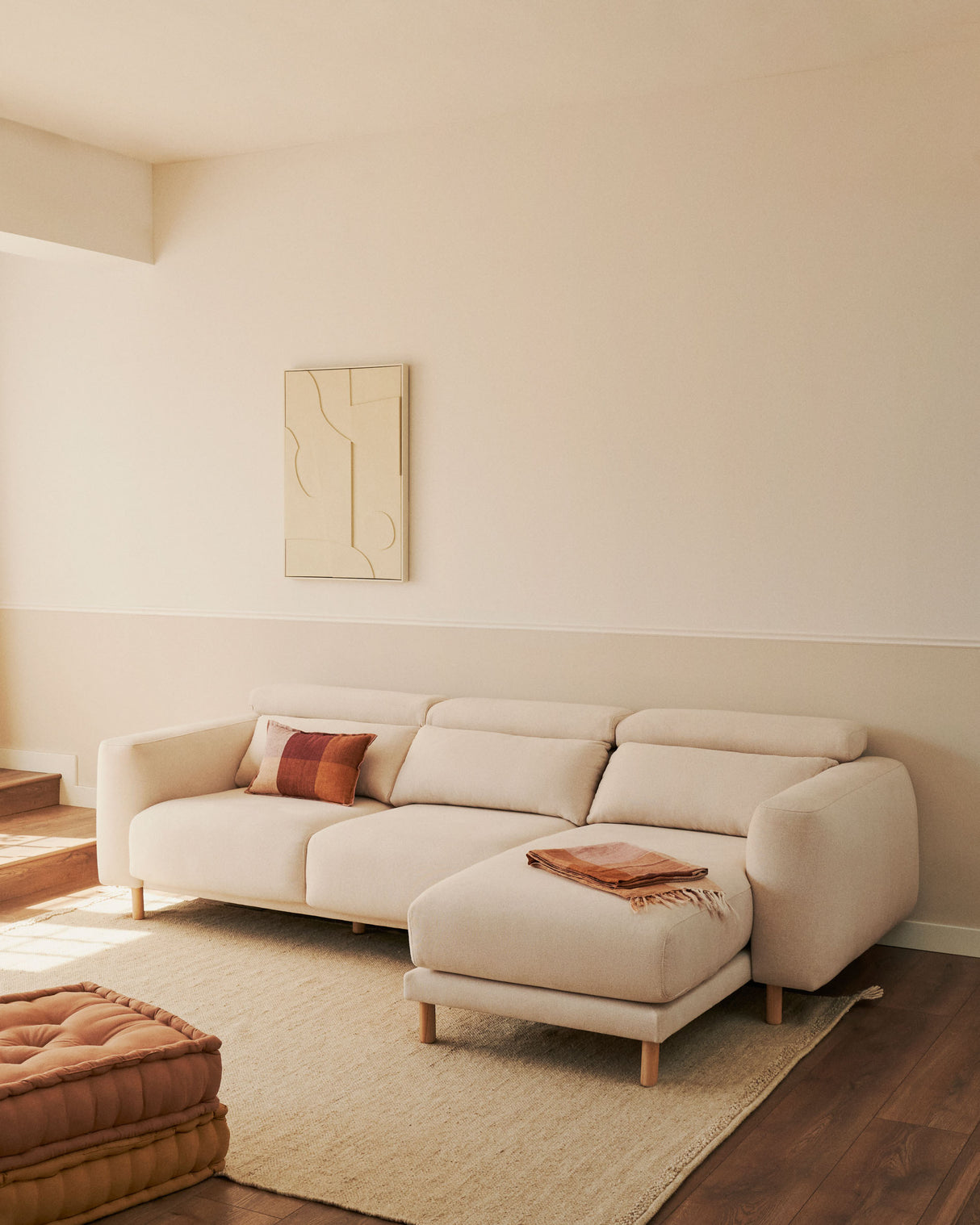 Singa 3-Sitzer Sofa mit Chaiselongue rechts weiß 296 cm - ZEN ZONE Furniture