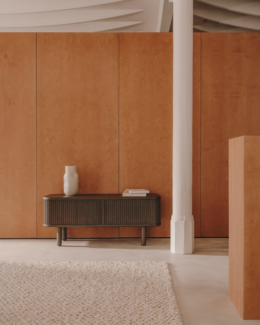 TV-Möbel Mailen 2 Türen in Eschenfurnier mit dunklem Finish 120 x 50 cm - ZEN ZONE Furniture