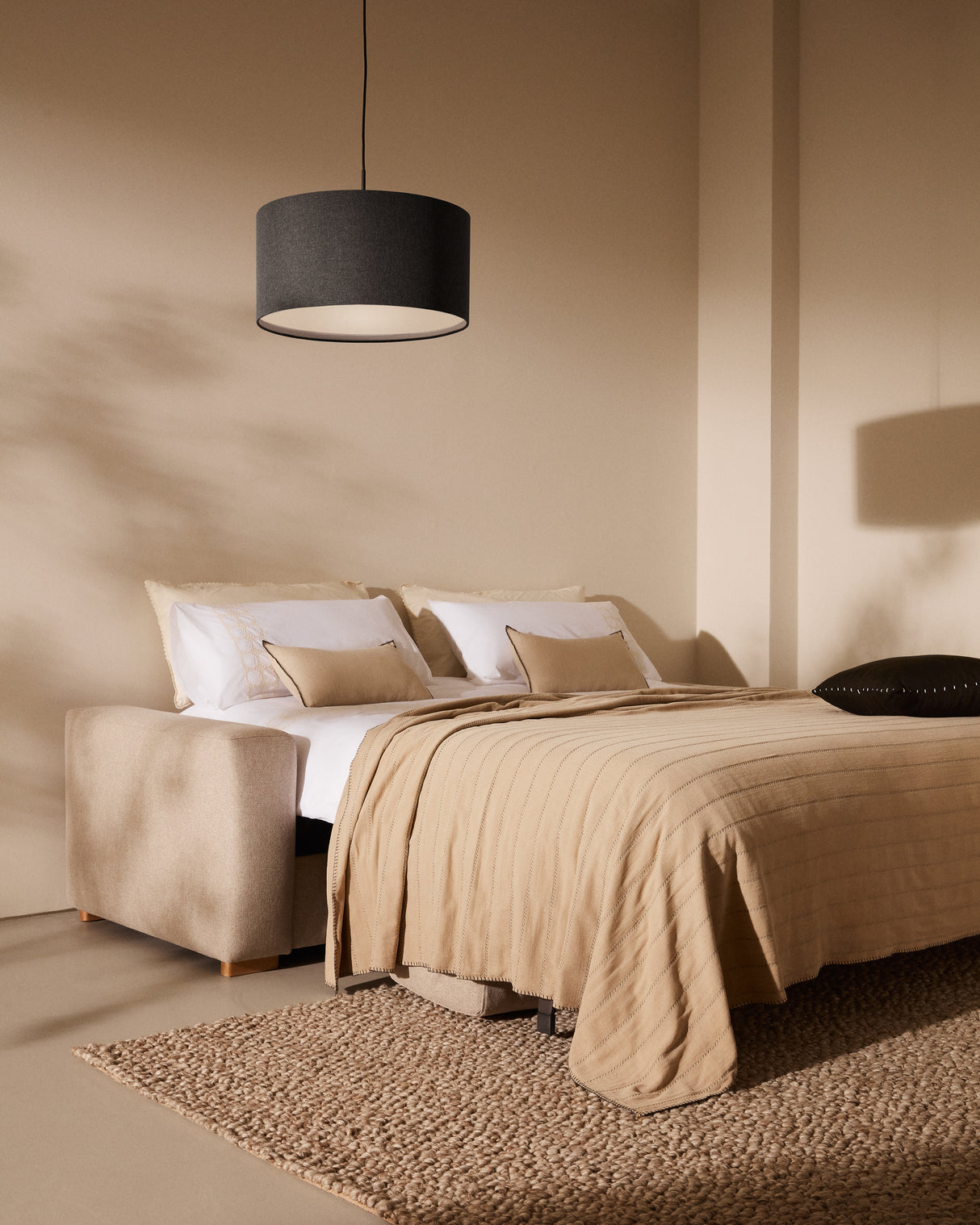 Anley 3-Sitzer-Bettsofa in Beige 224 cm (Bett 160) - ZEN ZONE Furniture