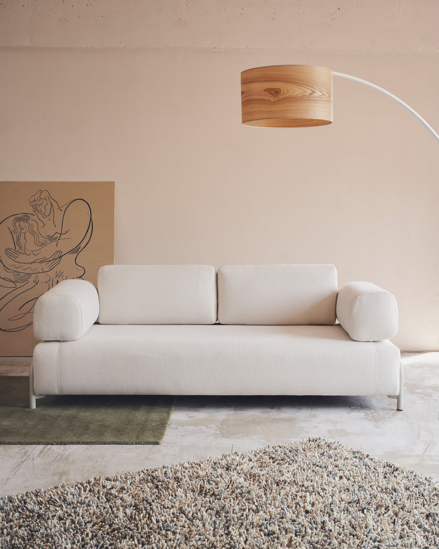 Compo 3-Sitzer-Sofa beige und Metallgestell grau 232 cm - ZEN ZONE Furniture