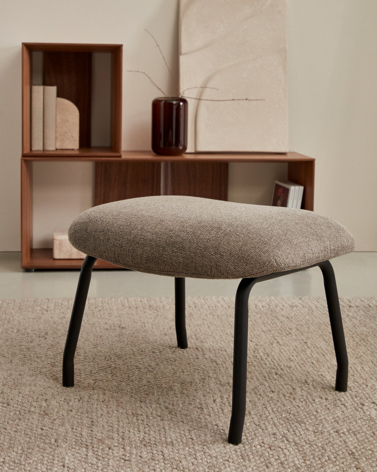 Belina Fußstütze in hellbraun und Stahl mit schwarzem Finish FSC 100% - ZEN ZONE Furniture