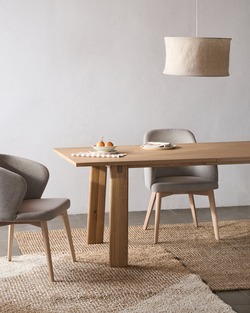 Darice Stuhl aus brauner Chenille und massivem Buchenholz 100% FSC mit naturfarbenem Finis - ZEN ZONE Furniture