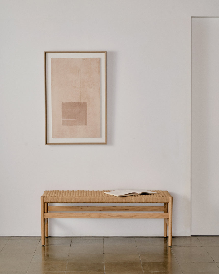 Zaide Bank aus massivem Eichenholz mit naturfarbenem Finish und Seilsitzfläche FSC 100% 120 cm - ZEN ZONE Furniture