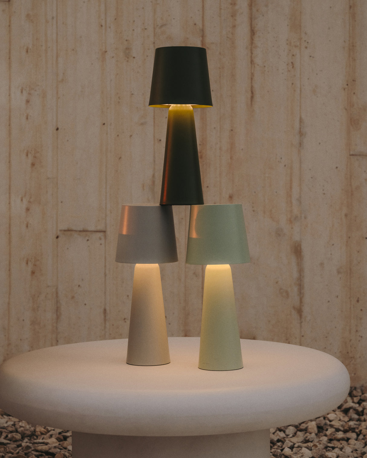 Arenys Outdoor Tischlampe groß aus Metall mit türkisfarbenem Lackfinish - ZEN ZONE Furniture