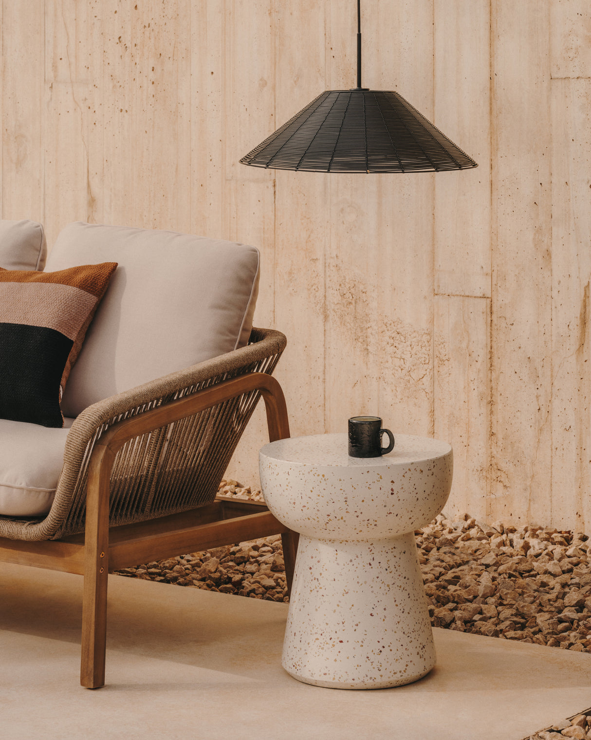 Pada Beistelltisch weißer Terrazzo Ø 40 cm - ZEN ZONE Furniture