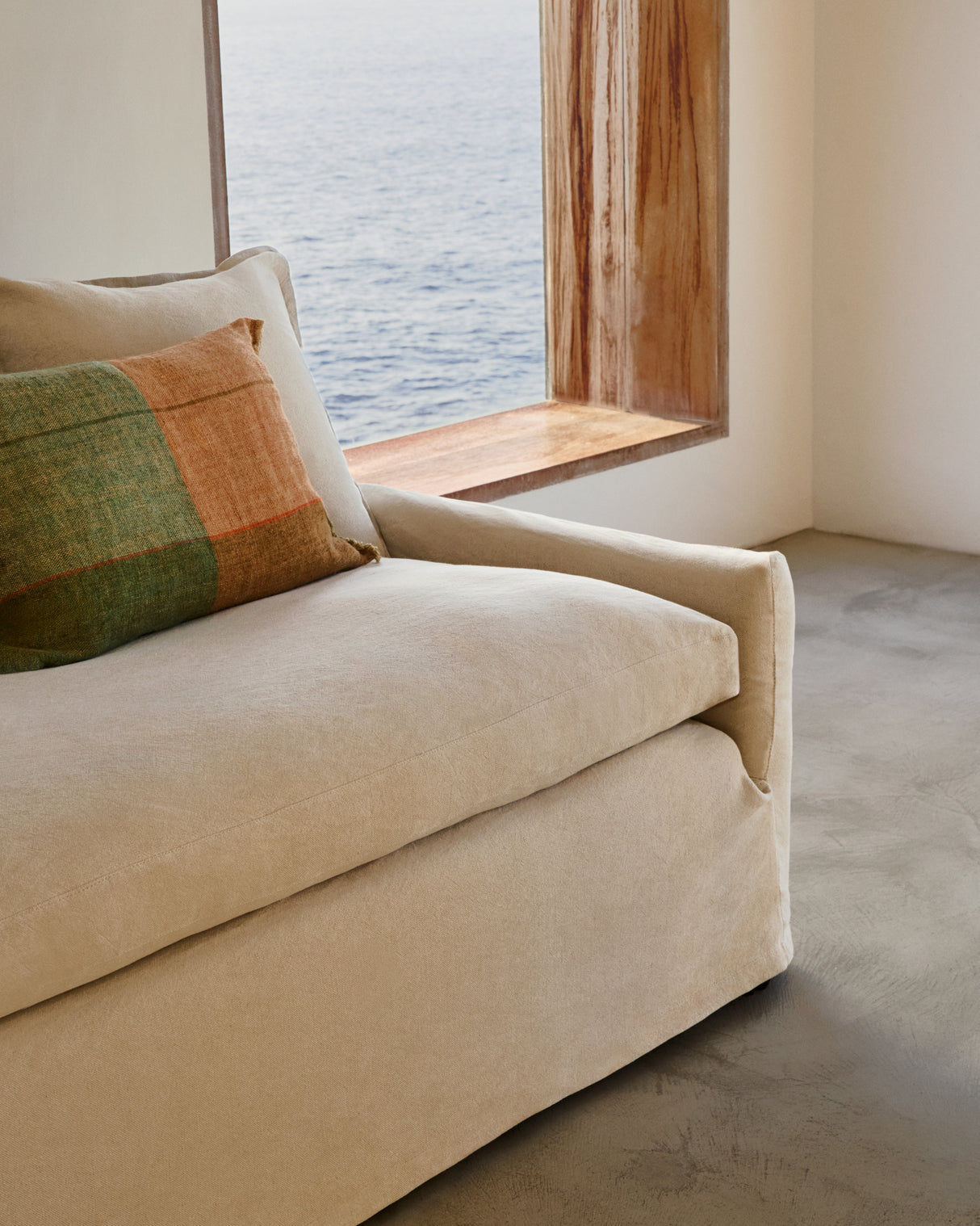 Zenira 3-Sitzer-Sofa mit abnehmbarem Bezug und Kissen aus Baumwolle und Leinen beige 230 cm - ZEN ZONE Furniture