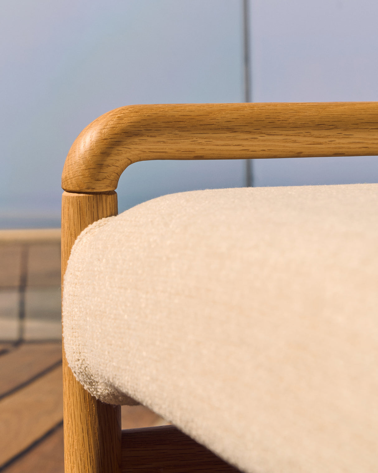 Macaret Polsterbank abnehmbarer Bezug massives Eichenholz Finish natur 120 cm FSC Mix Credit - ZEN ZONE Furniture