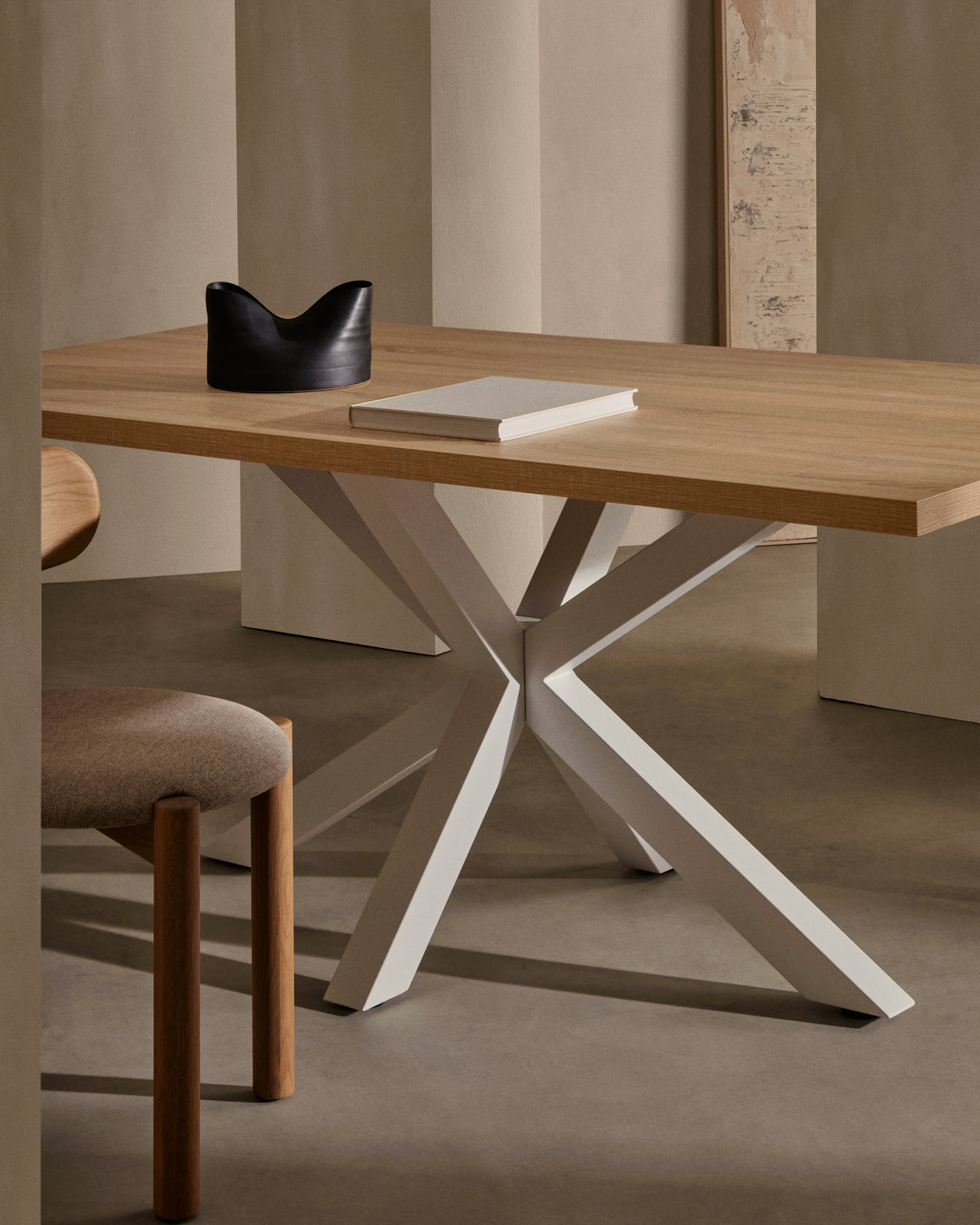 Argo Tisch 160 x 100 cm mit Melamin natur und weißen Stahlbeinen - ZEN ZONE Furniture