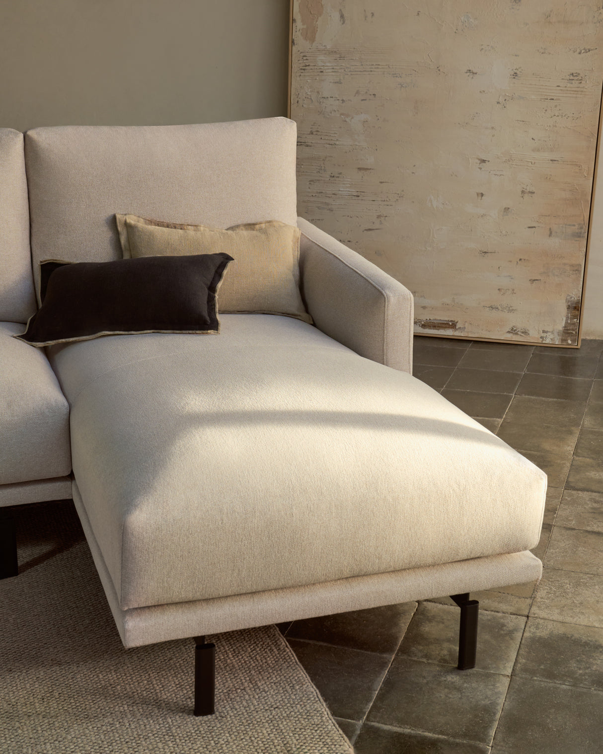 Galene 3-Sitzer Sofa beige mit Chaiselongue rechts 254 cm - ZEN ZONE Furniture