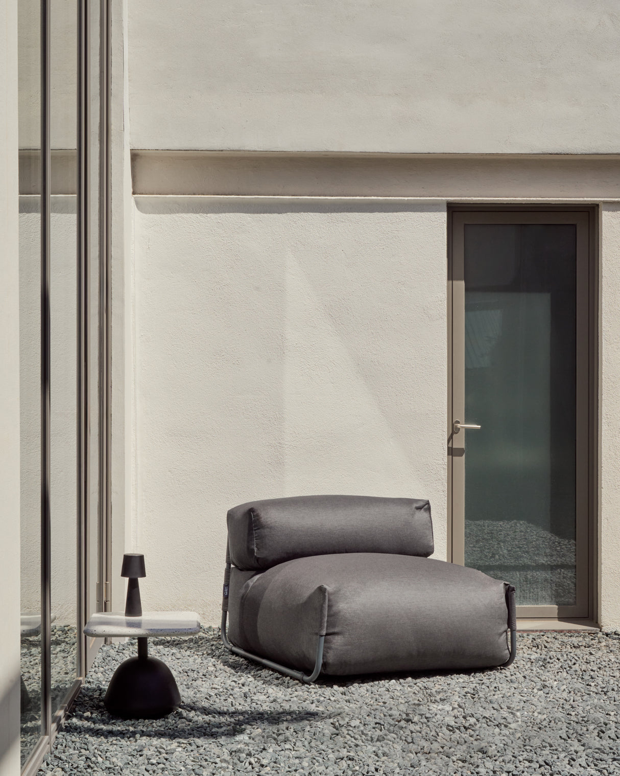 Square Puff Modularsofa 100% outdoor m. Rückenlehne dunkelgrau Alu schwarz 101 x 101 cm - ZEN ZONE Furniture