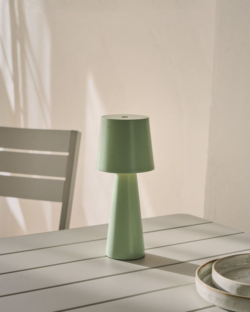 Arenys Outdoor Tischlampe klein aus Metall mit türkisfarbenem Lackfinish - ZEN ZONE Furniture