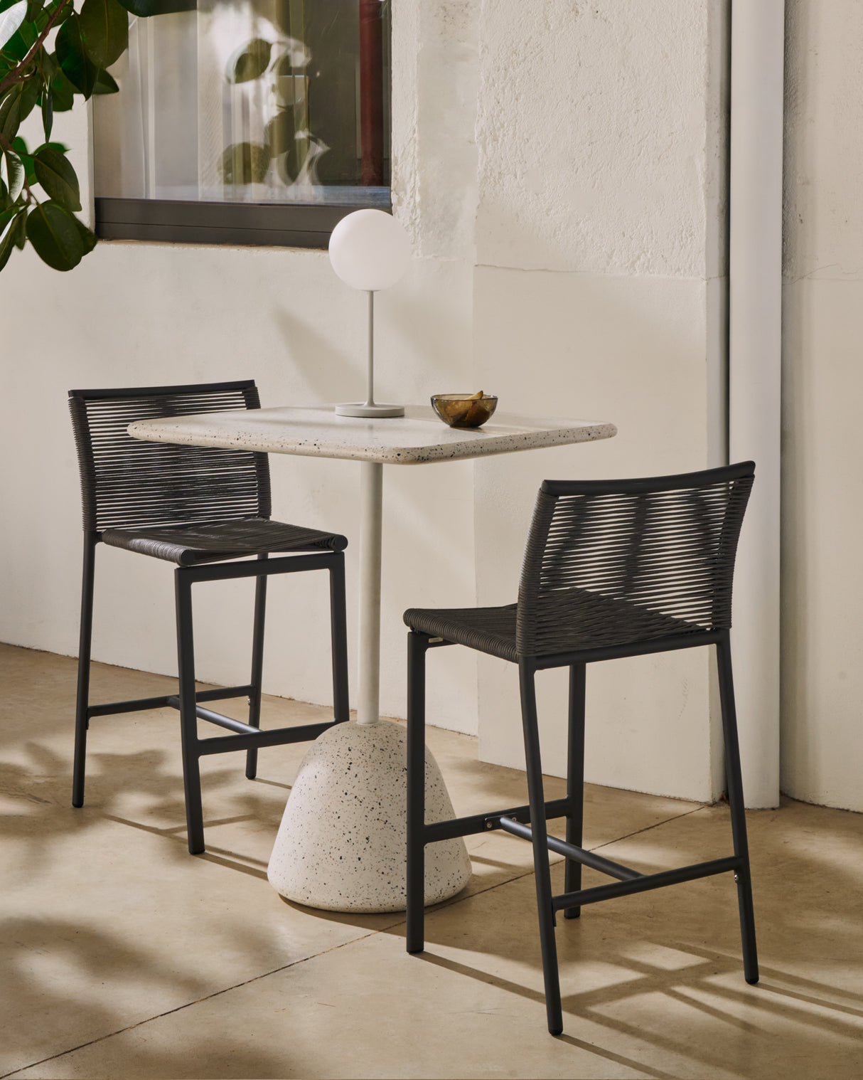 Culip Outdoor-Hocker aus Seil und grauem Aluminium 65 cm - ZEN ZONE Furniture