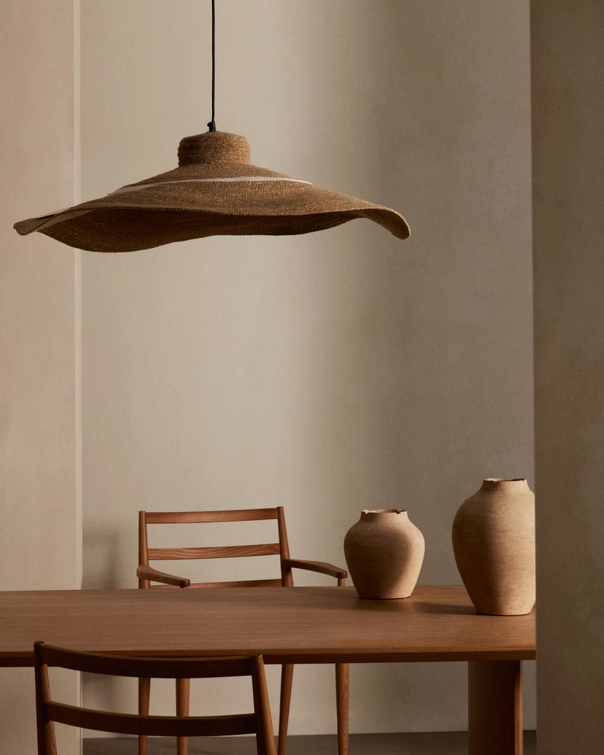 Albenya Deckenlampe aus Naturfasern und Baumwolle mit naturfarbenem und weißem Finish Ø 90 cm - ZEN ZONE Furniture