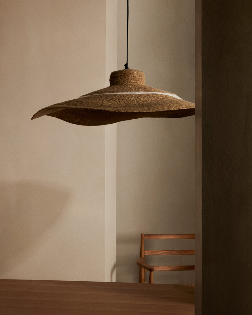 Albenya Deckenlampe aus Naturfasern und Baumwolle mit naturfarbenem und weißem Finish Ø 90 cm - ZEN ZONE Furniture