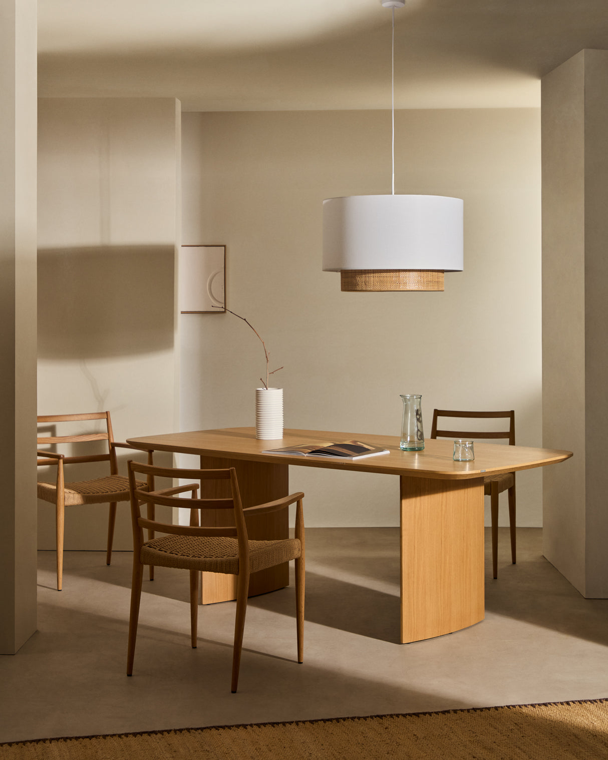 Erna Schirm für Deckenlampe aus Bambus mit naturfarbenem und weißem Finish Ø 60 cm - ZEN ZONE Furniture