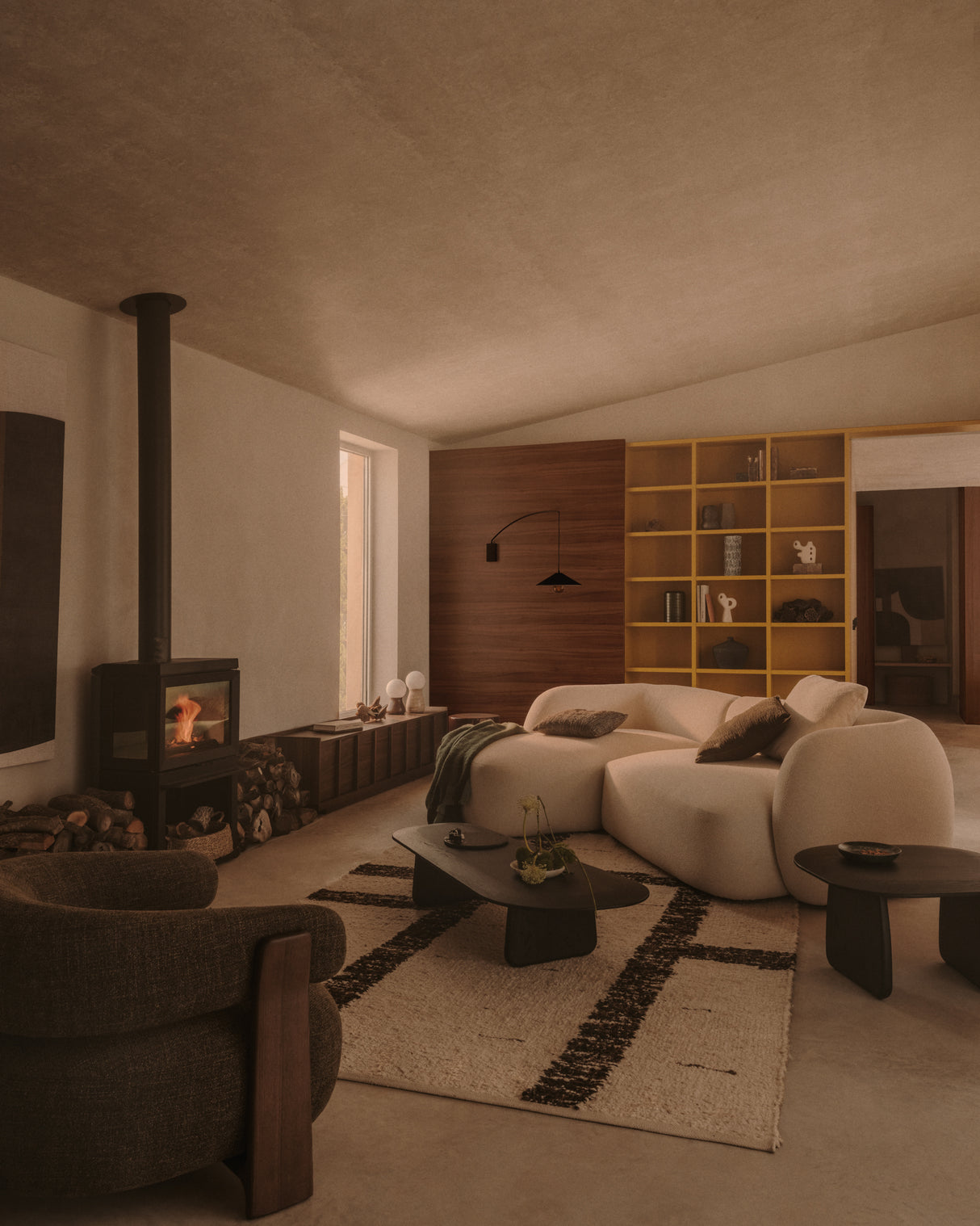 Martina modulares 3-Sitzer-Sofa in Chenille mit Chaiselongue links Écru 287 cm - ZEN ZONE Furniture