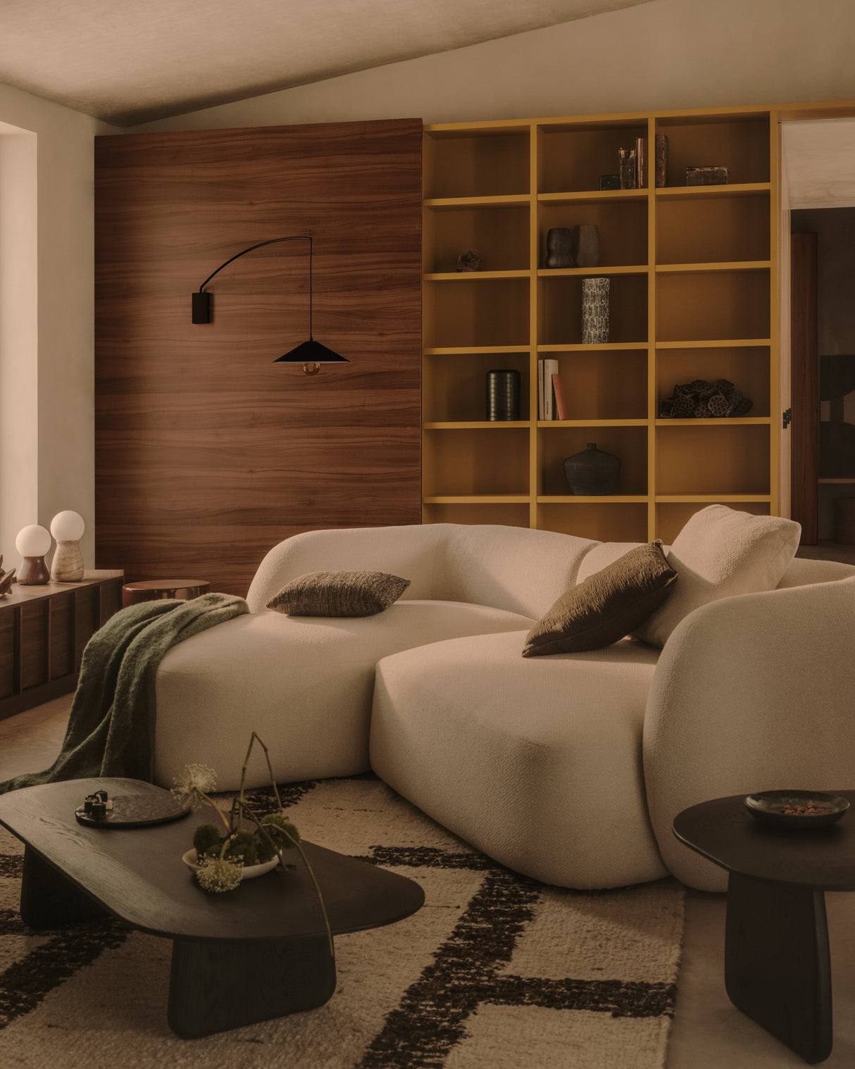 Martina modulares 3-Sitzer-Sofa in Chenille mit Chaiselongue links Écru 287 cm - ZEN ZONE Furniture