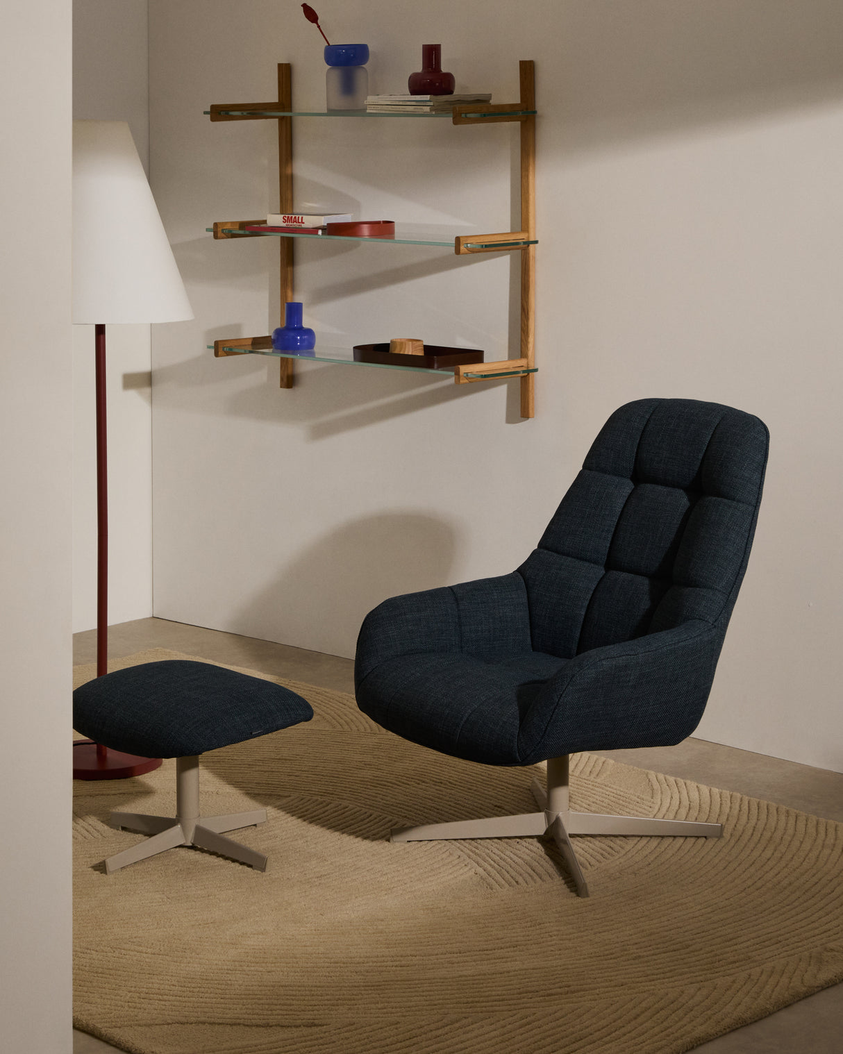 Drehsessel Jaspe blau und Metall mit grauer Oberfläche FSC 100% - ZEN ZONE Furniture