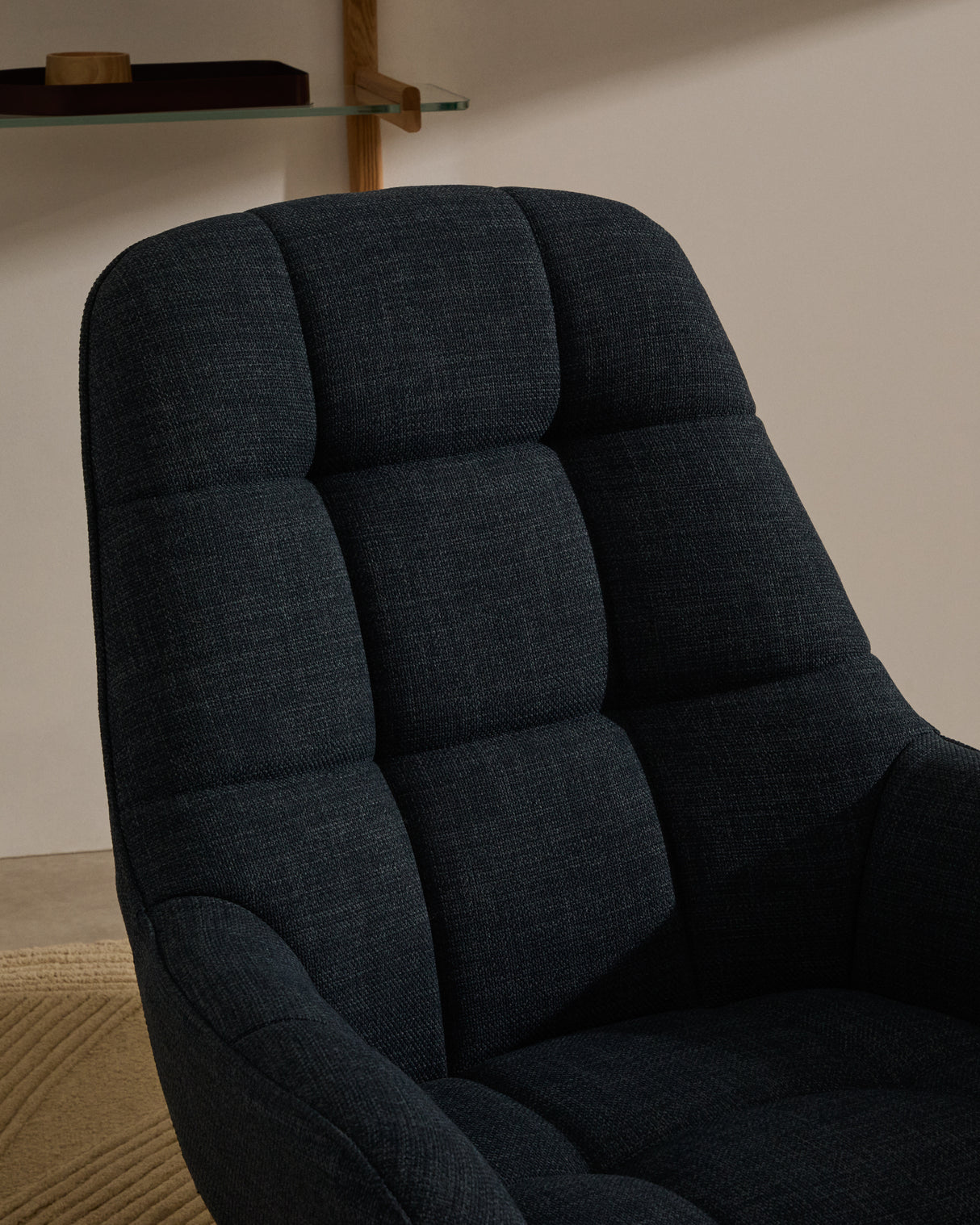 Drehsessel Jaspe blau und Metall mit grauer Oberfläche FSC 100% - ZEN ZONE Furniture