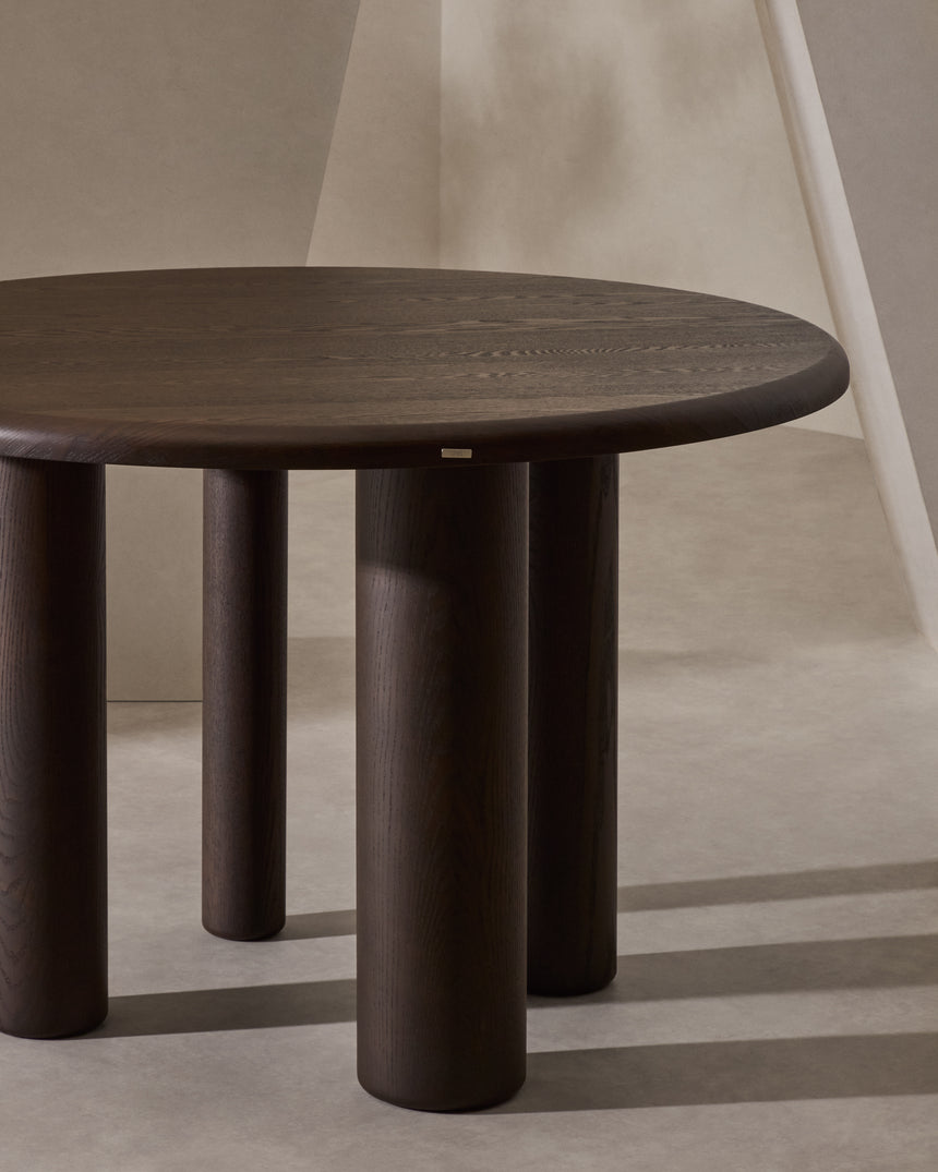 Mailen runder Tisch aus Eschenfurnier mit dunklem Finish Ø 120 cm - ZEN ZONE Furniture