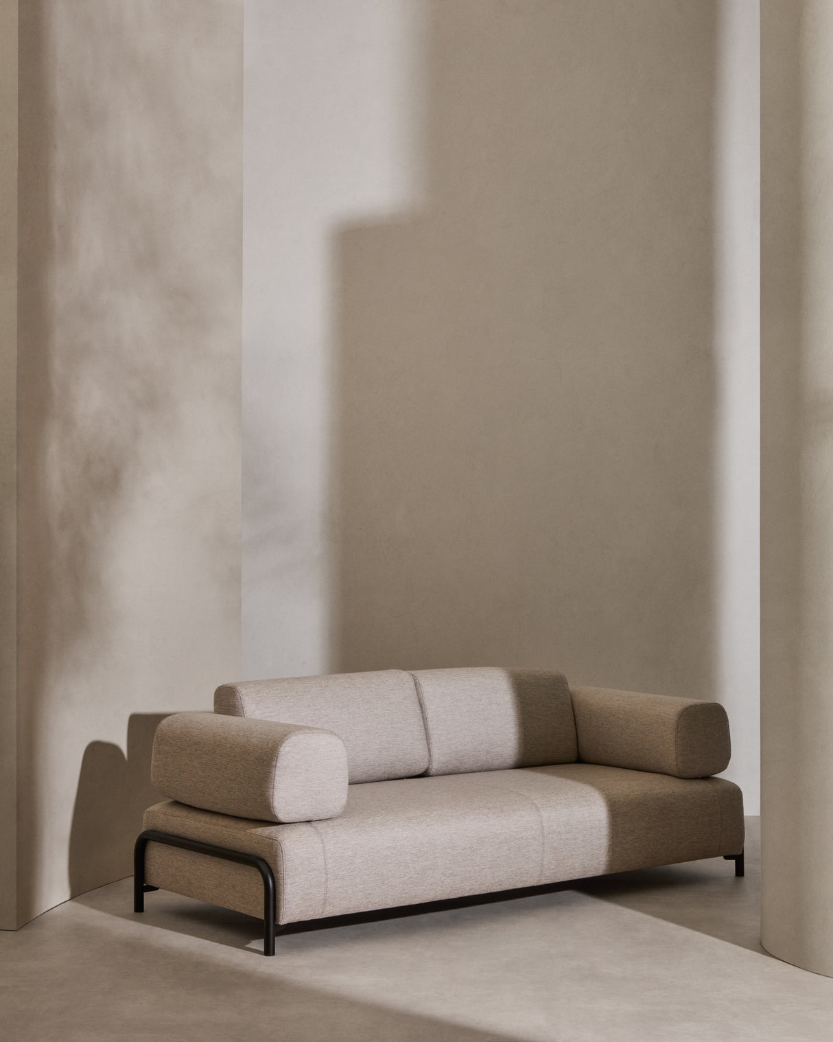 Compo 3-Sitzer-Sofa beige und Metallgestell grau 232 cm - ZEN ZONE Furniture