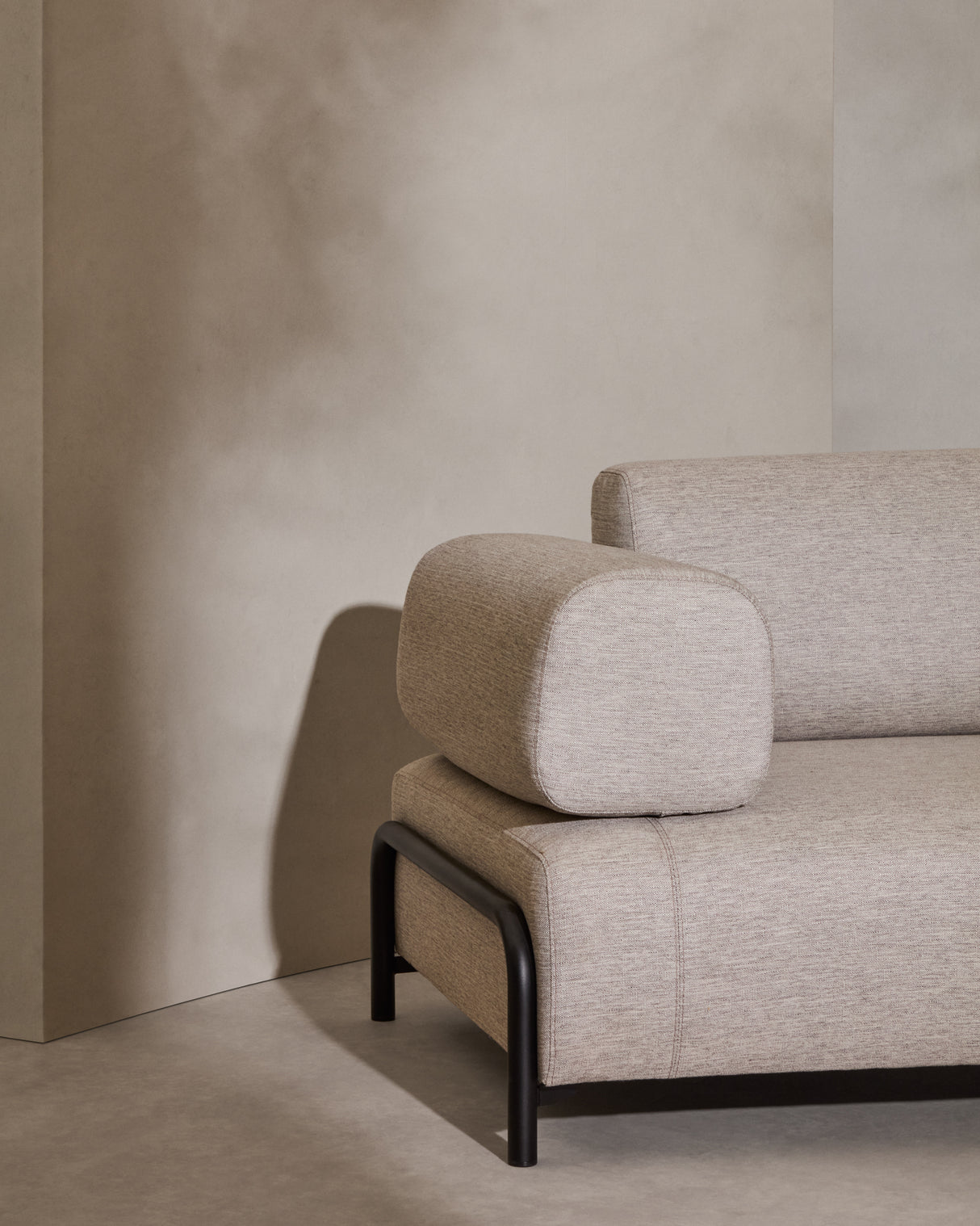 Compo 3-Sitzer-Sofa beige und Metallgestell grau 232 cm - ZEN ZONE Furniture