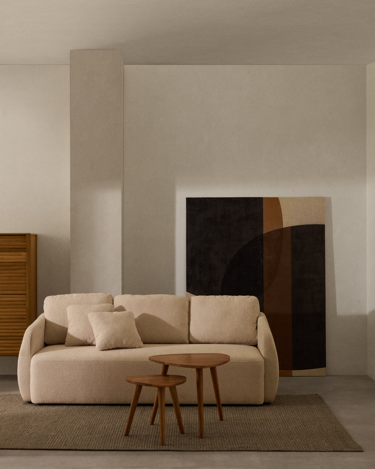 Schlafsofa Laira 3-Sitzer in Chenille ecru 225 cm FSC Mix Credit - ZEN ZONE Furniture