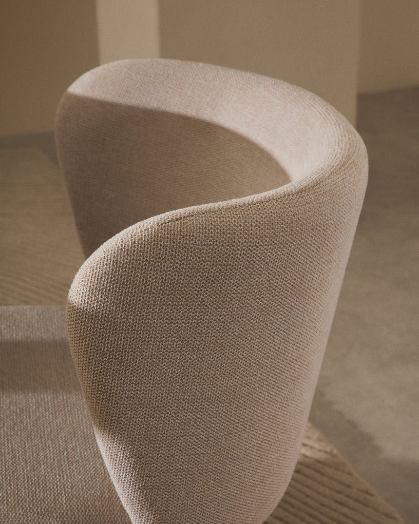 Stuhl Ciselia aus beigefarbenem Chenille und beigefarbenem Stahl FSC Mix Credit - ZEN ZONE Furniture