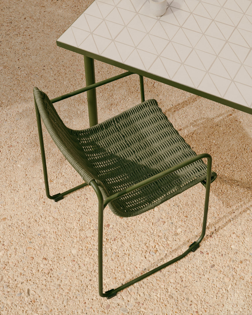 Stuhl Maurina aus grün verzinktem Stahl mit grünem Seil - ZEN ZONE Furniture