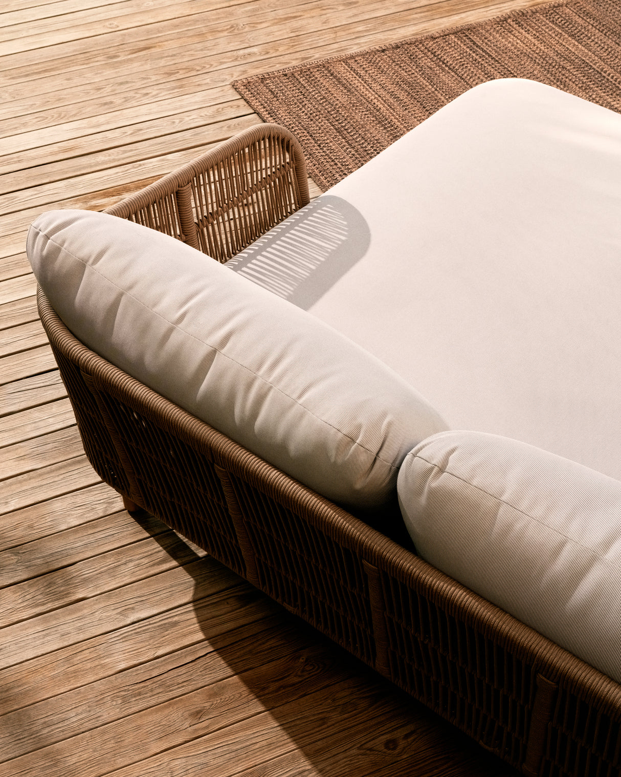 2er-Sonnenliege Catalina aus beigem Seil und massivem Akazienholz FSC 100% - ZEN ZONE Furniture