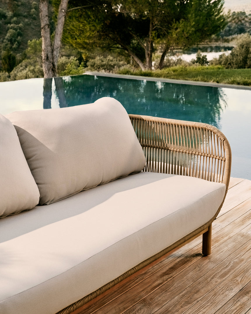 Catalina 3-Sitzer Sofa aus beigem Seil und massivem Akazienholz 170 cm 100% FSC - ZEN ZONE Furniture