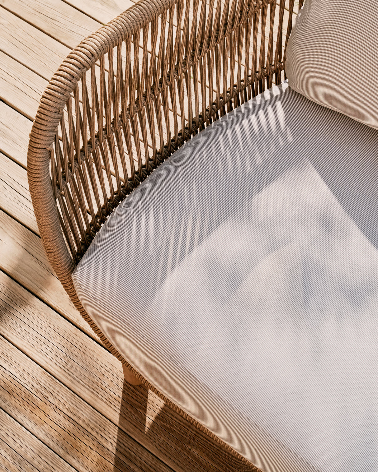 Catalina 3-Sitzer Sofa aus beigem Seil und massivem Akazienholz 170 cm 100% FSC - ZEN ZONE Furniture