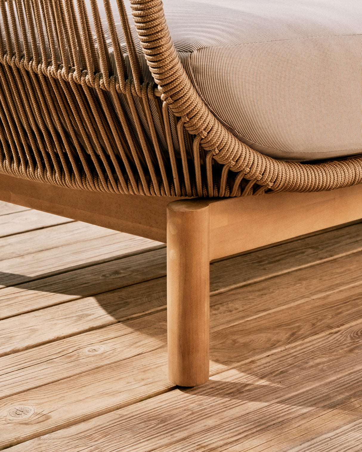 Catalina 3-Sitzer Sofa aus beigem Seil und massivem Akazienholz 170 cm 100% FSC - ZEN ZONE Furniture