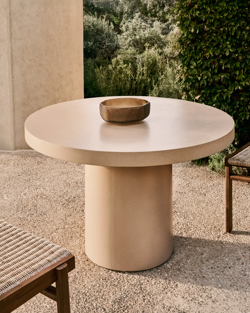 Runder Tisch Aiguablava aus Zement in Beige Ø 120 cm - ZEN ZONE Furniture