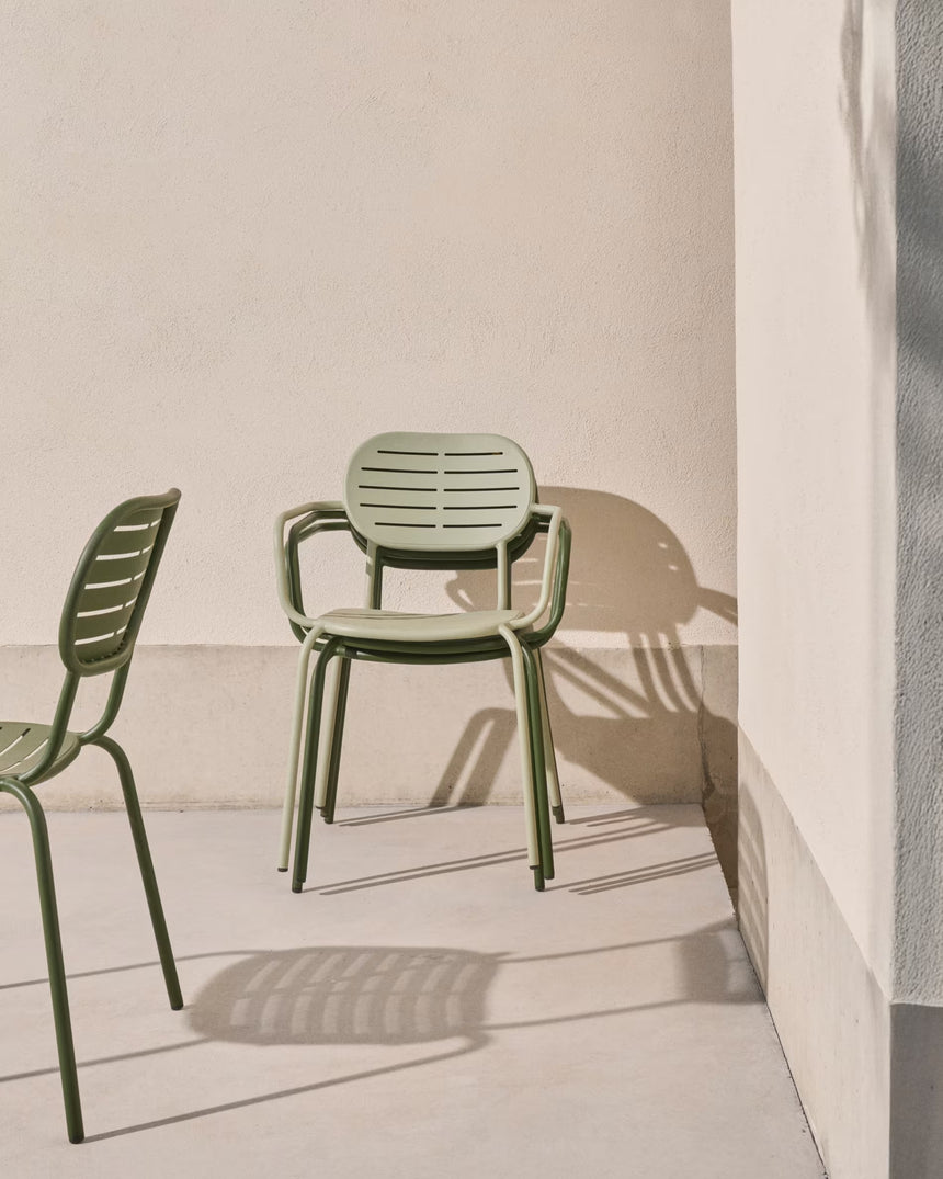 Stapelbarer Outdoor-Stuhl mit Armlehnen Brai aus verzinktem Stahl in Türkis - ZEN ZONE Furniture