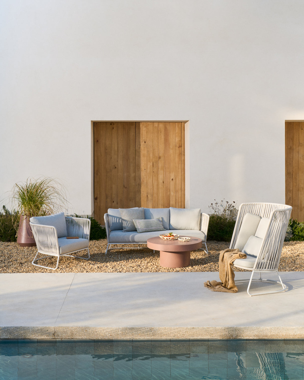 Outdoor-Sessel Saconca aus Seil und grau verzinktem Stahl - ZEN ZONE Furniture