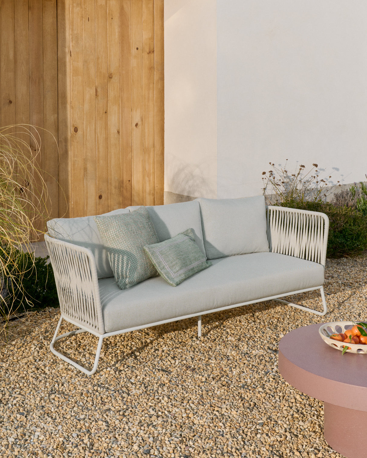 3-Sitzer-Outdoor-Sofa Saconca aus Seil und grau verzinktem Stahl 189 cm - ZEN ZONE Furniture