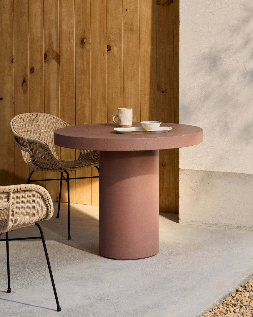 Runder Tisch Aiguablava aus Zement in Terrakotta Ø 90 cm - ZEN ZONE Furniture