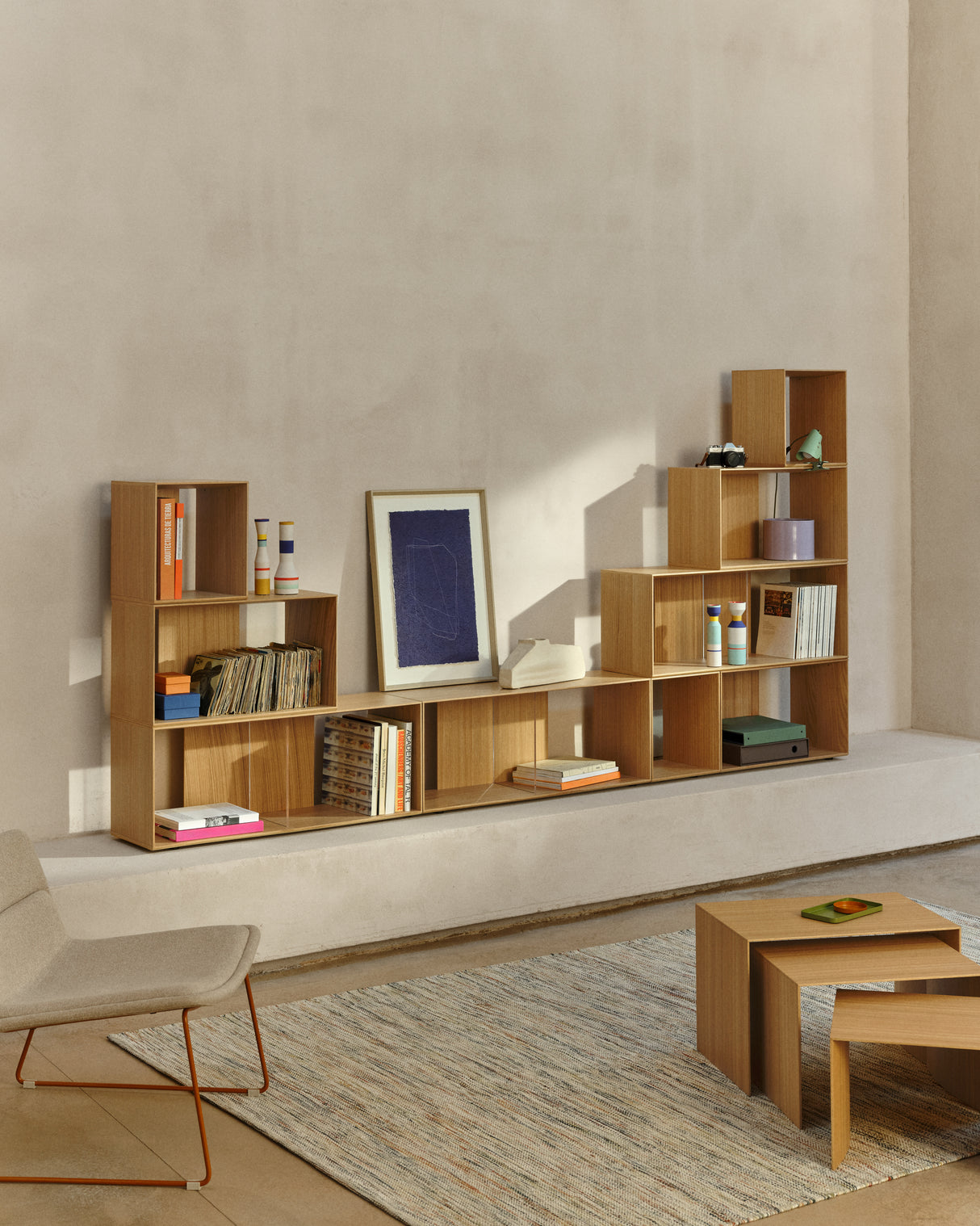 Litto Set aus 9 modularen Regalen aus Eichenfurnier 202 x 114 cm - ZEN ZONE Furniture