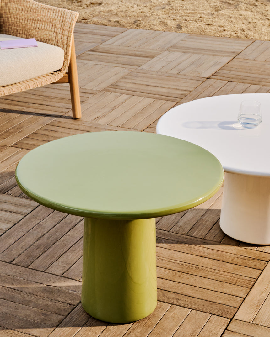 Couchtisch Albanella aus Zement mit glänzend grünem Finish Ø 65 cm - ZEN ZONE Furniture