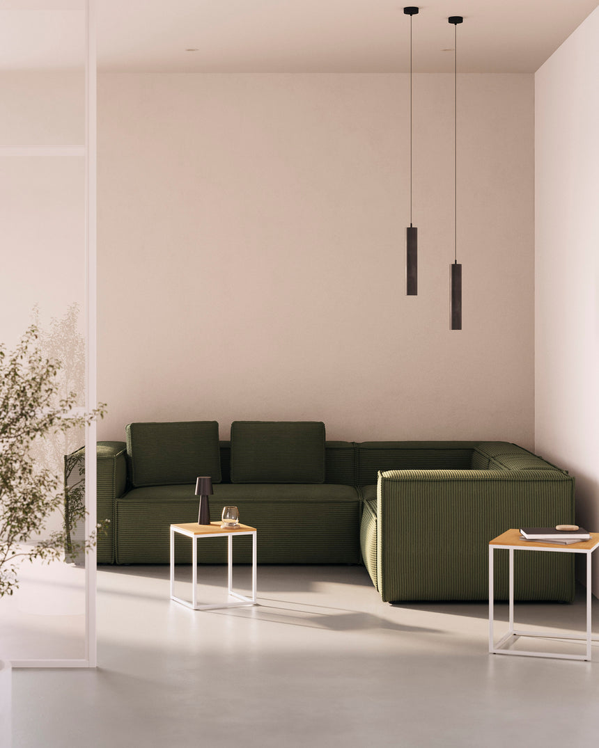 Blok 5-Sitzer-Ecksofa breiter Cord in Grün 320 x 290 / 290 x 320 cm - ZEN ZONE Furniture