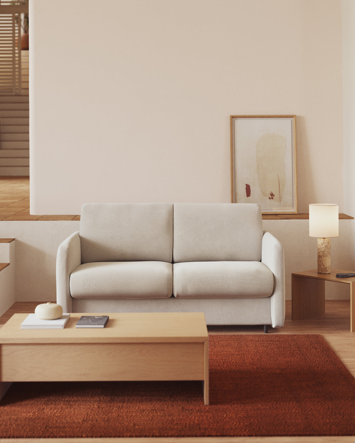 Nuala Schlafsofa 2-Sitzer in Perlweiß 164 cm - ZEN ZONE Furniture