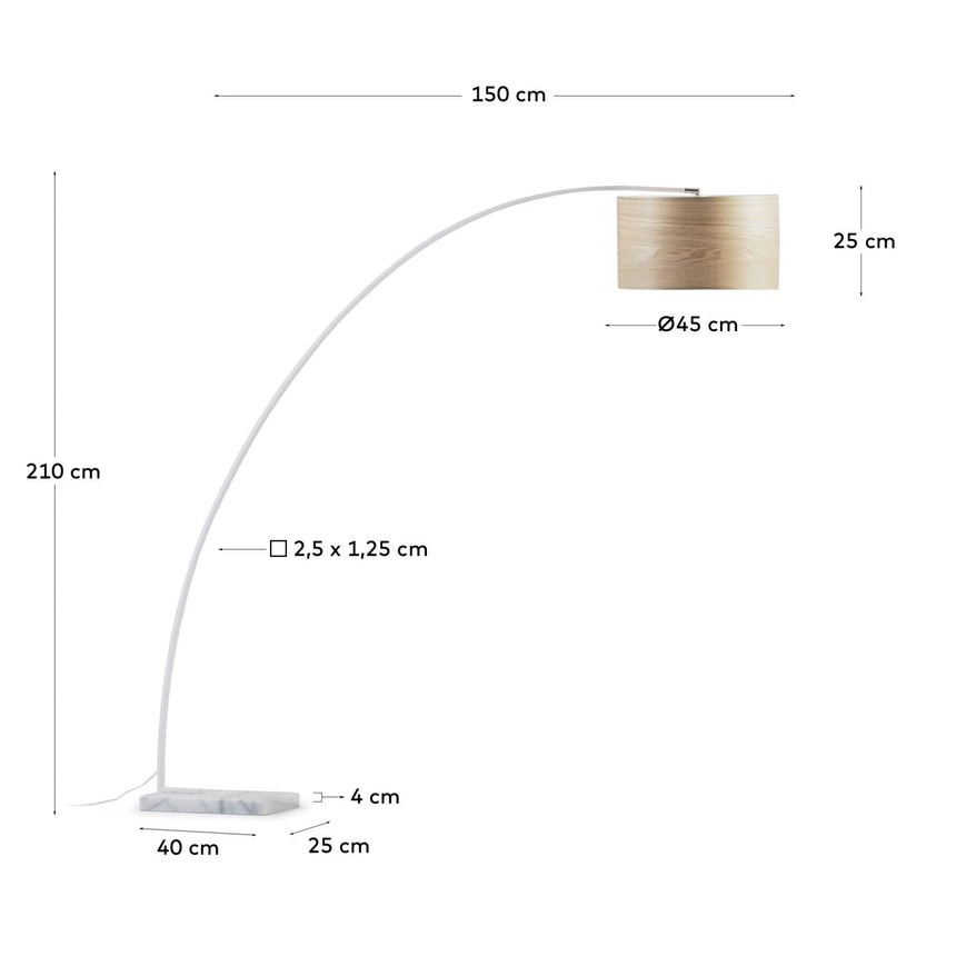 Stehlampe Juhe aus Eschenholzfurnier, Metall und weißem Marmor - ZEN ZONE Furniture