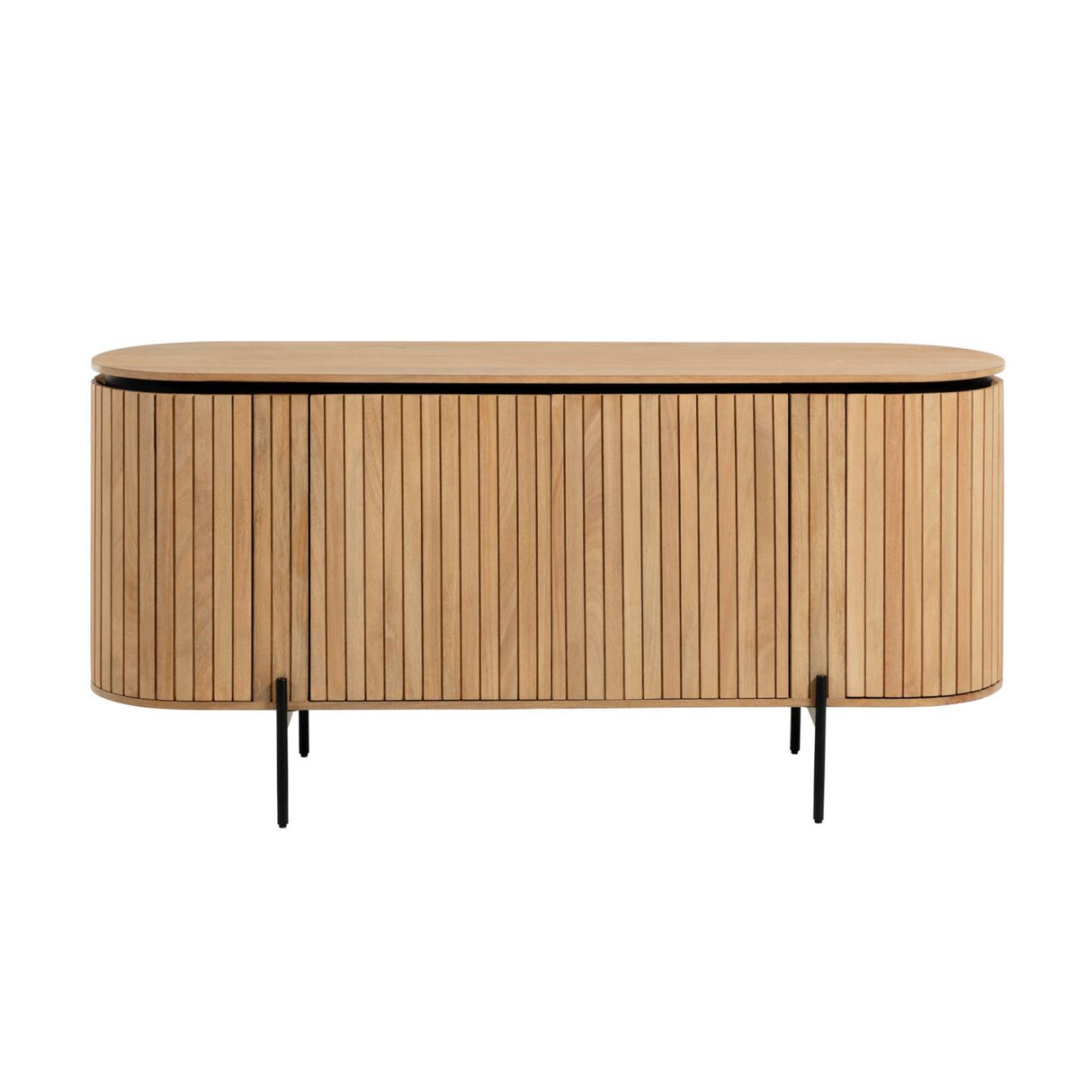 Licia Sideboard mit 4 Türen aus massivem Mangoholz und Metall in Schwarz 170 x 80 cm - ZEN ZONE Furniture