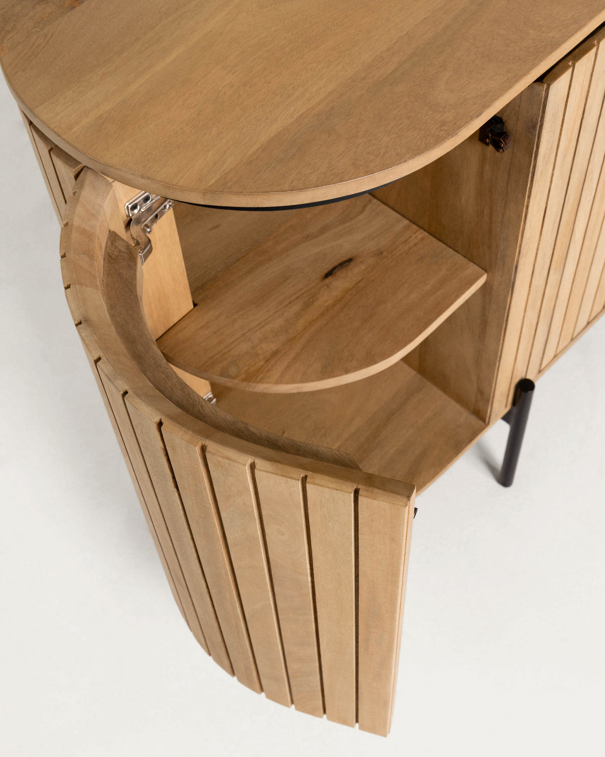 Licia Sideboard mit 4 Türen aus massivem Mangoholz und Metall in Schwarz 170 x 80 cm - ZEN ZONE Furniture